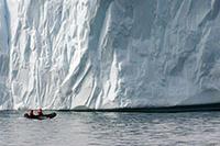 zodiac near iceberg