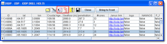 icons for bore hole and shear