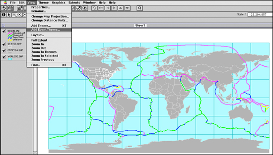 Mapping last year earthquakes by latitude and longitude