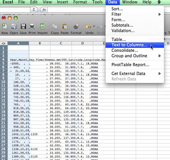text to columns