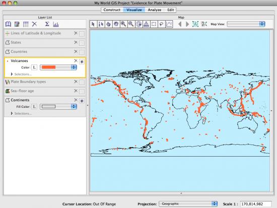 volcanoes on map