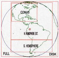 Image shows the areas of the hemisphere scanned by GOES on a regular basis.