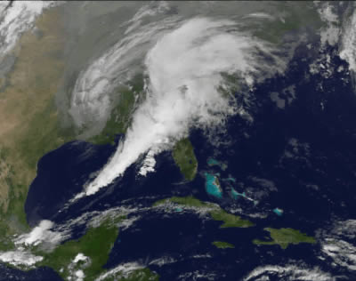 Image of a dramatic storm sweeping the southeast coast