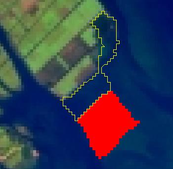 Outline of land created between 1988 and 1992