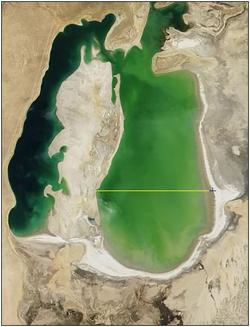Selecting across widest part of Aral Sea