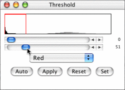 Threshold dialog box setting for water