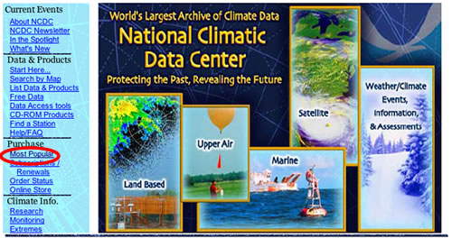 Home page of NOAA's NCDC site