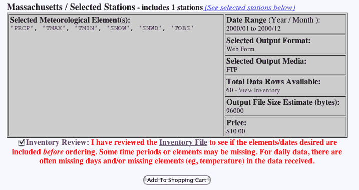 This image shows the data you are about to order. The button lets you add it to your shoping cart.