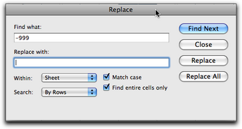find replace dialog