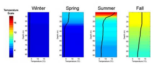 seasonal variations in the water column