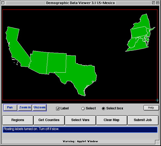 Use Select Box to highlight all states in two regions