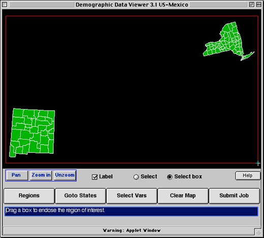 Select the counties of New Mexico and New York