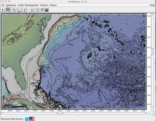 GeoMapApp contour of the Atlantic Ocean