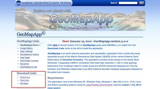 Geomapapp home download links