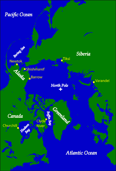 map of arctic region. takes a single region from
