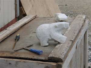 carving of a polar bear