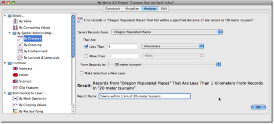 dialog box select by distance