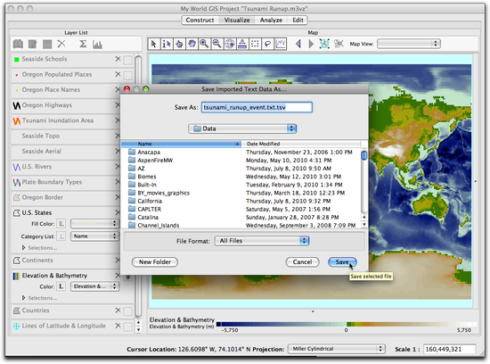 save imported text data as...