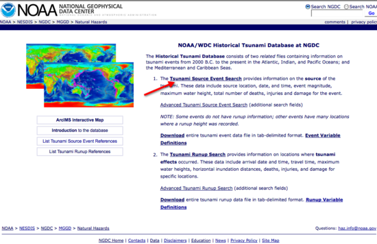 tsunami source search link