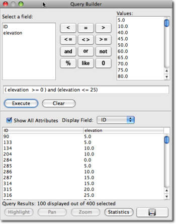 elevation query window