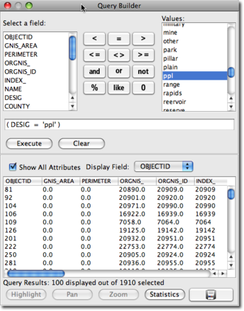 query builder window