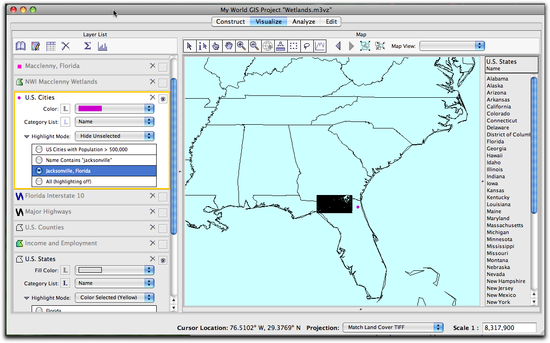 16 Valdosta on map