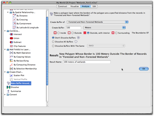 dialog buffer 100m of wetlands