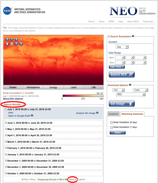 NEO Search Results