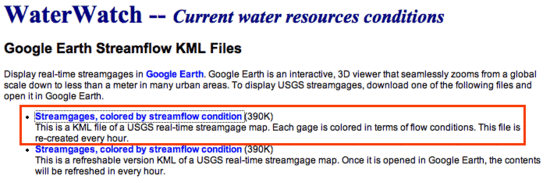 Choose current streamflow file