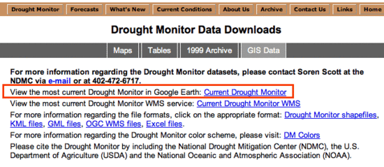 download current drought kml