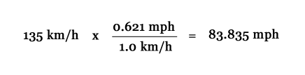 Conversion of km/h to mph