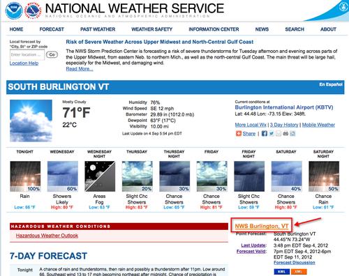 new NWS page BTV