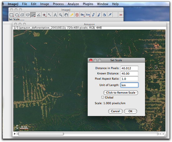 set scale 1 40 pxl =40 km