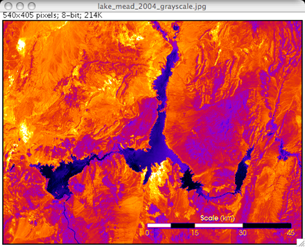 Lake Mead image with Fire LUT applied
