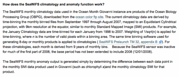 Giovanni Climatology Info