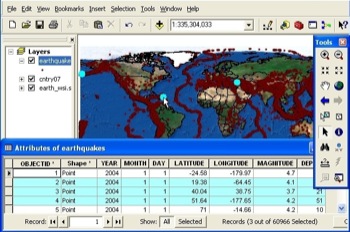 Attribute Table of Quakes