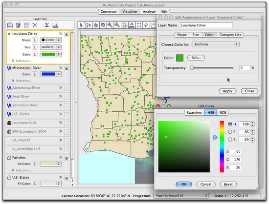 18 bright green dots