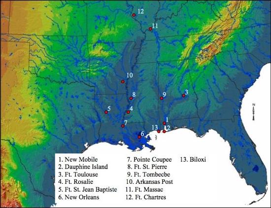 Historic posts and settlements 1700\
