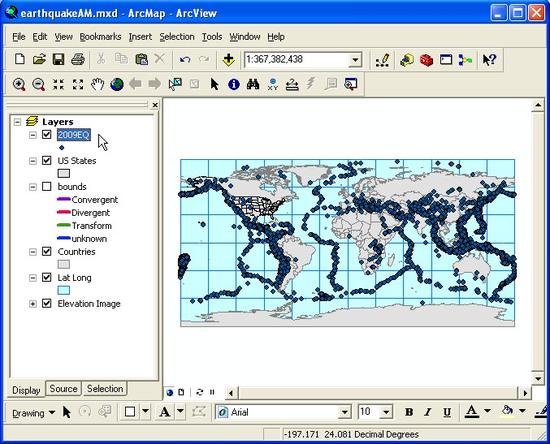 45 2009 EQ on the Map