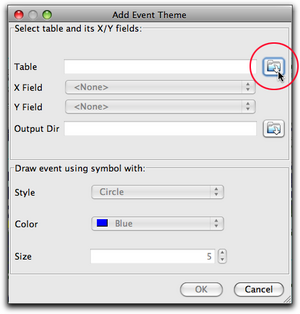 Add event theme button circled