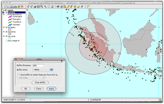 buffering around sumatra with map 