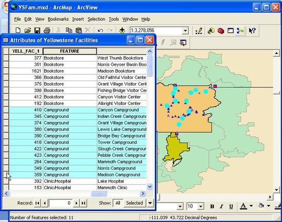 104 Campgrounds Selected in Table