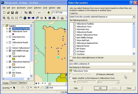 107 Select by Location Window