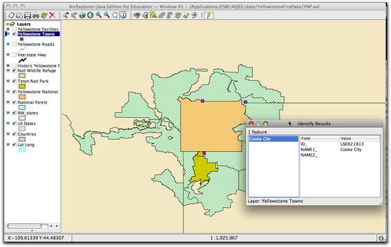 10 using identify tool to locate towns