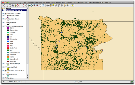 44 Yellowstone fire starts on map