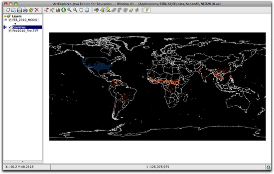 MODIS on map Unclassified