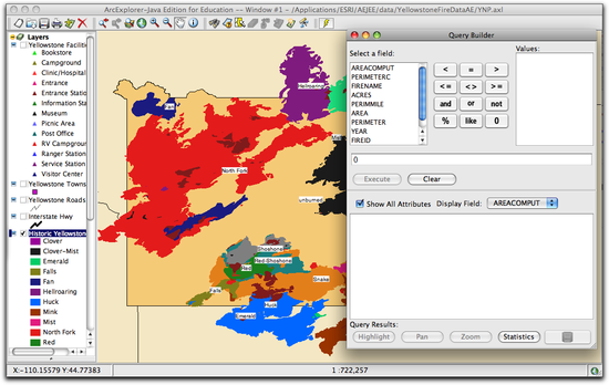 Tools query builder over map open
