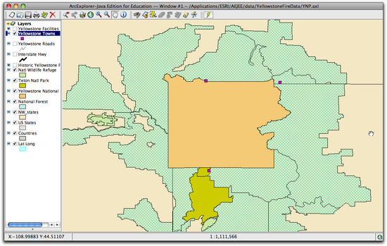 zoomed to Yellowstone towns