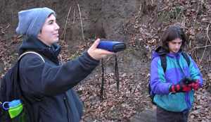 Two students at work with GPS receivers