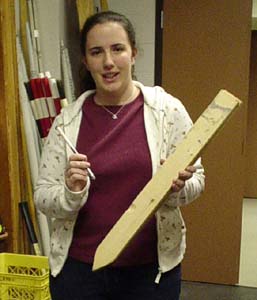 Alexis with a pin and a stake